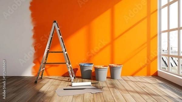 Obraz Interior room undergoing repainting