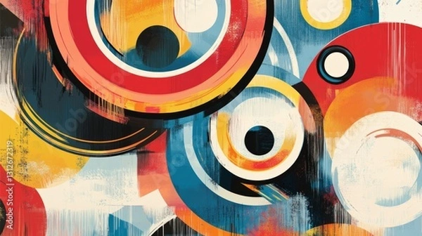 Fototapeta playful abstract background with overlapping circular shapes and vibrant gradients, dynamic and energetic, futuristic and modern artistic design