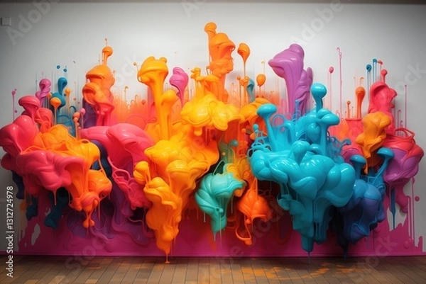 Obraz Colorful slime on a wall background