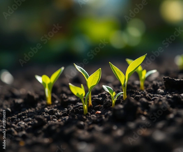 Fototapeta A depiction of plants and soil working together to produce oxygen, purify air, and sustain ecosystems, exemplifying their crucial role in preserving planet's well-being