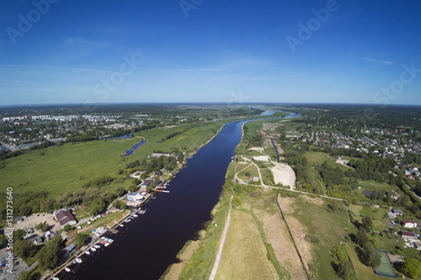 Fototapeta River Lielupe at Jelgava city, Latvia.
