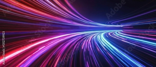Obraz Abstract Light Trails: A Journey Through Neon Velocity