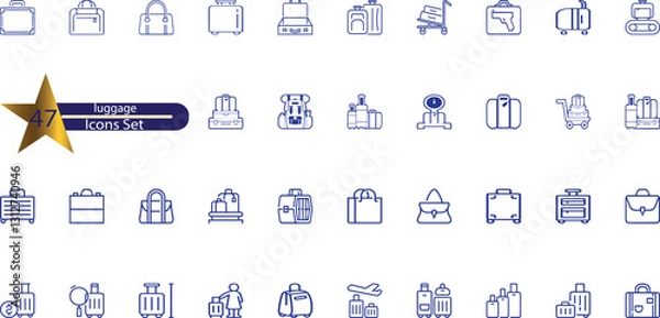 Obraz icons related to luggage. Linear icon collection