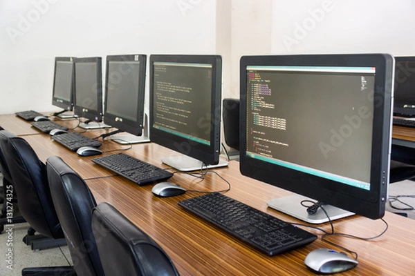 Obraz Empty Classroom Computer Education. Training Programming.
