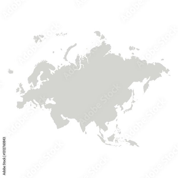 Fototapeta Map of Eurasia, sign silhouette. World Map Globe. Vector Illustration isolated on white background. Europe and Asia continent.