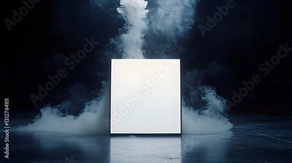 Fototapeta White Square Mockup in Mysterious Smoke Setting