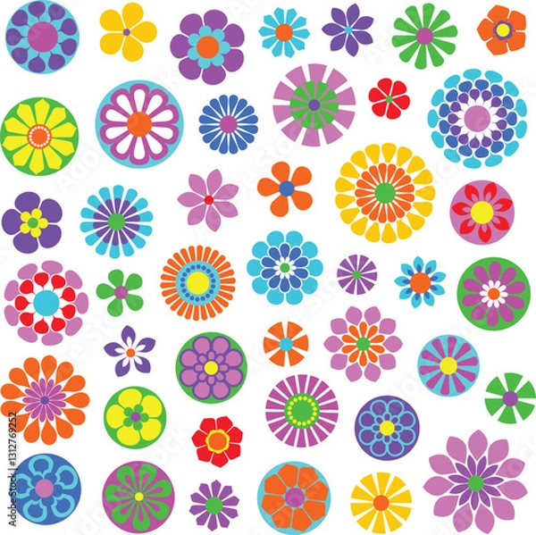 Obraz mod bright colors vector flowers