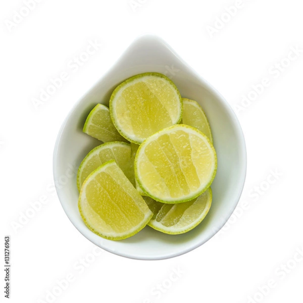 Fototapeta slice of fresh lime on white background has the clipping path