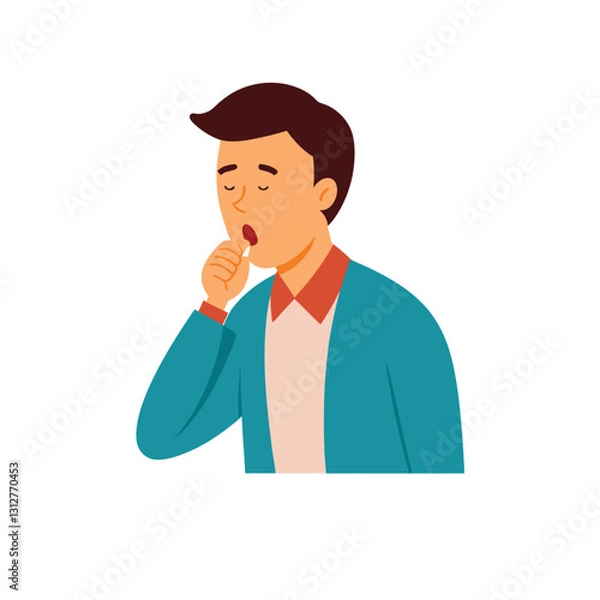 Fototapeta a man Cough on white background