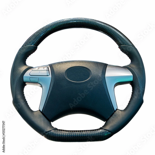 Fototapeta Steering wheel isolated on the white background (isolated on whi