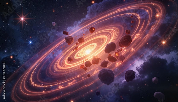 Fototapeta Celestial vortex spinning in deep space, gravitational pull concept