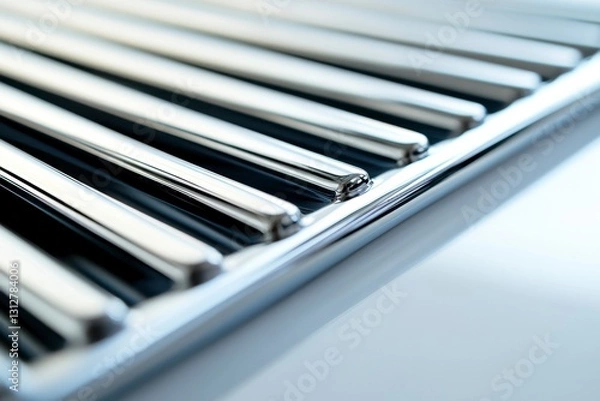 Fototapeta Close-up of Sleek Chrome Grate Grill - Modern Design and Precision Craftsmanship