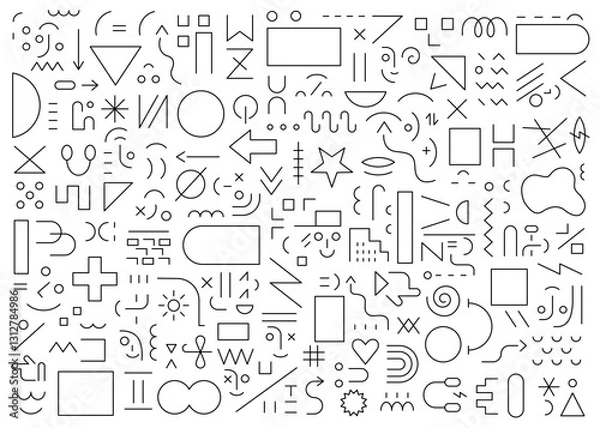 Fototapeta Creative people education vector lines sign and symbols abstract  background 