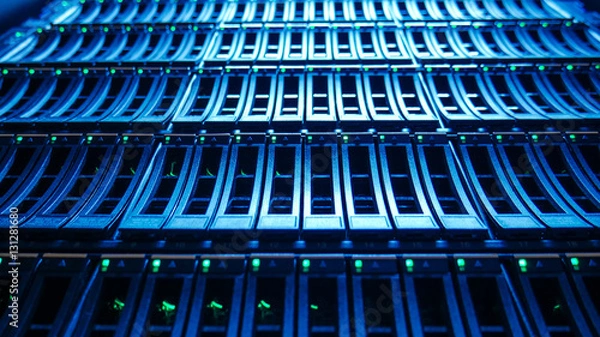 Obraz Hard disk Bay on Storage Server in Modern Data Center.