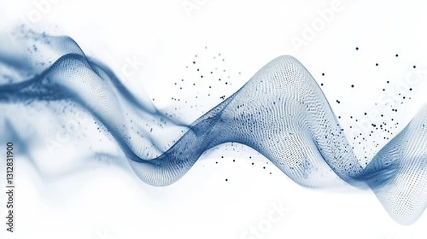 Obraz A digital abstract design featuring blue dots and lines, isolated on a white background.