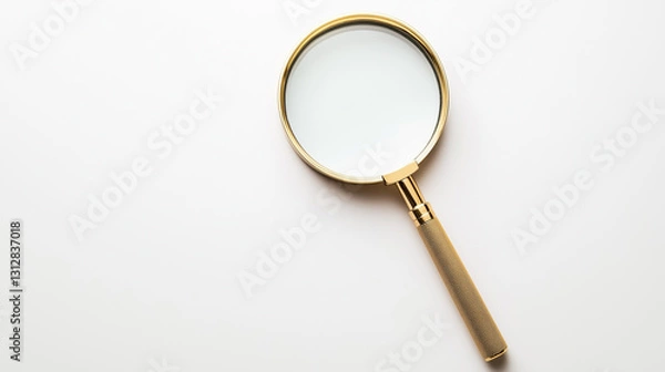 Fototapeta Magnifying glass on a white background, symbolizing research and investigation
