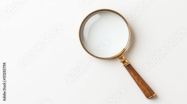 Fototapeta Magnifying glass on a white background, symbolizing research and investigation