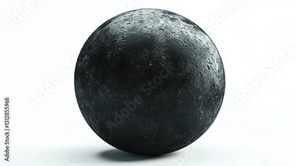 Fototapeta A black moon rendered in 3D, isolated on a white background, offering a striking and dramatic celestial element.