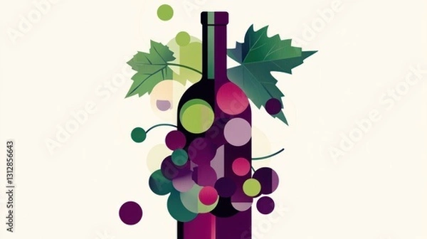 Obraz Abstract wine bottle design with grapes