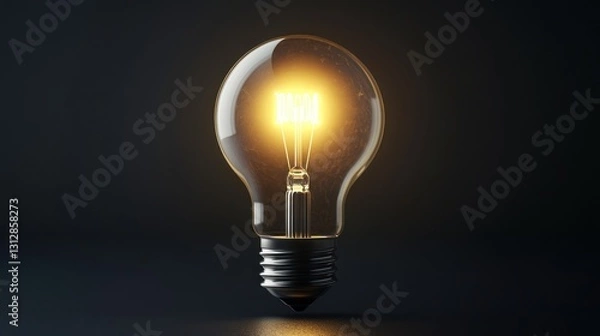 Fototapeta Illuminated Lightbulb on Dark Background (2)