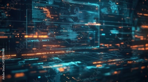 Fototapeta Futuristic AI Model Predicting Global Trends