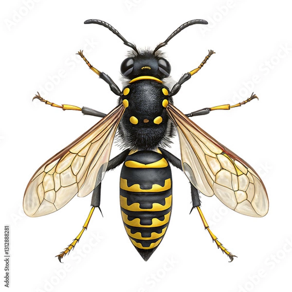 Obraz Detailed Illustration of a Black Wasp with Transparent Wings