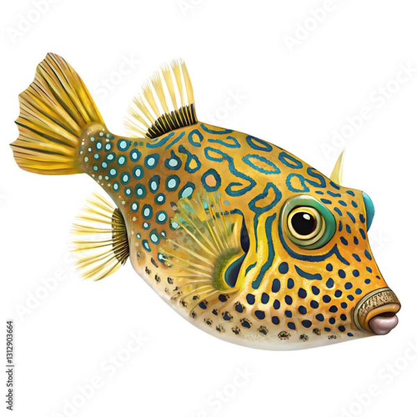 Fototapeta Vibrant Illustration of a Yellow and Blue Spotted Fish