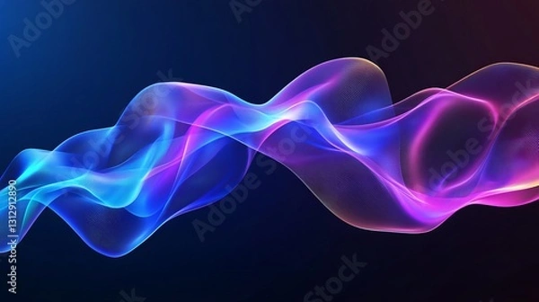 Fototapeta Abstract Blue Purple Flowing Wave Energy Design Digital Art Background Modern Futuristic Technology Illustration Graphic Vibrant Smooth Lines Swirling