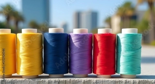 Obraz Colorful Threads in the City: A Fusion of Craftsmanship and Urban Aesthetics