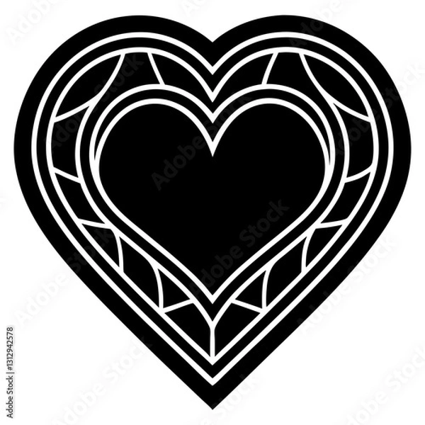 Fototapeta Heart Outline Icon Vector | Clipart, Line Art & Cartoon Illustration, Simple heart outline icon vector, perfect for clipart, line art, and digital design projects.