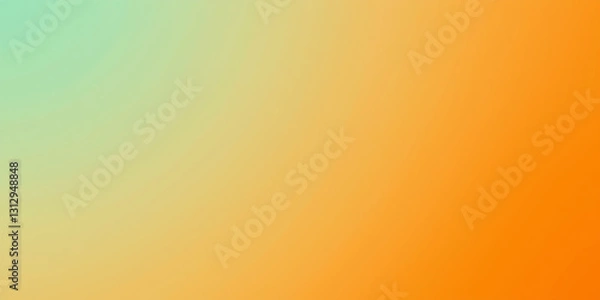 Fototapeta Grainy gradient blending warm orange tones with cool green shades, creating a smooth and textured abstract background with soft transitions and subtle noise 