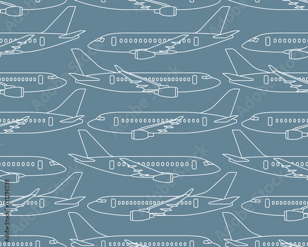 Obraz seamless pattern with airplanes profiles