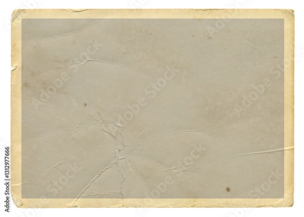 Fototapeta Vintage scalloped edge photo paper on transparent background. Aged and yellowed retro photo.