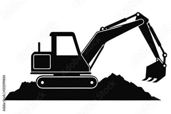 Fototapeta High-quality excavator silhouette vector art illustrations for microstock and graphic design needs.