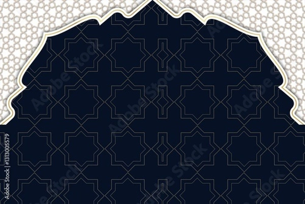 Fototapeta A deep navy canvas, adorned with a mesmerizing array of golden geometric designs, evokes a sense of timeless elegance. Islamic design. Arabian styles.