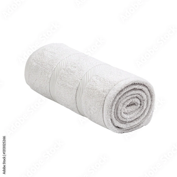 Fototapeta Rolled white towel on a white background.