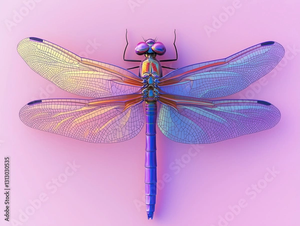 Fototapeta Dragonfly isolated on a solid color background