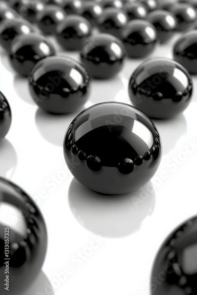 Obraz Glossy Black Spheres on Reflective Surface Creating a Modern Abstract Background