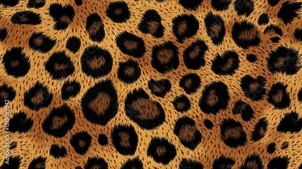 Fototapeta Exotic Leopard Fur Pattern Showcasing Rich Textures and Colors in a Natural Habitat Setting