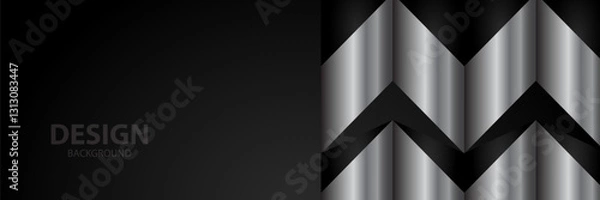 Fototapeta Silver grey chevron design on black background