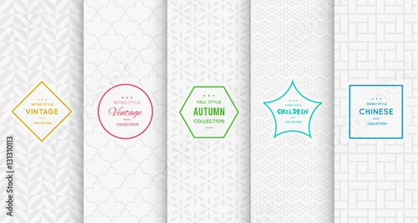 Fototapeta Light grey seamless patterns for universal background