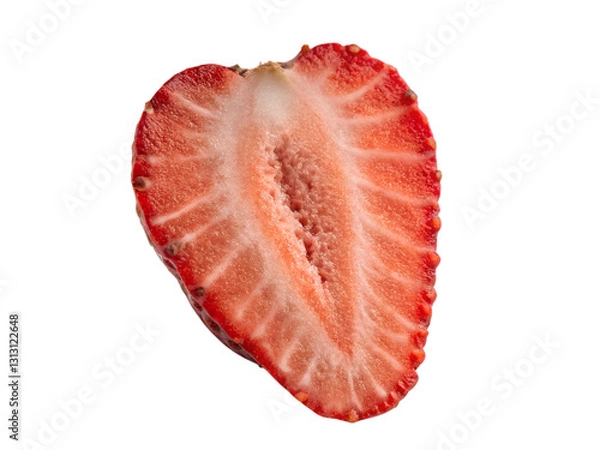Fototapeta Balanced upright freeze-dried strawberry slice culinary delight minimalist presentation, isolated on white or transparent background