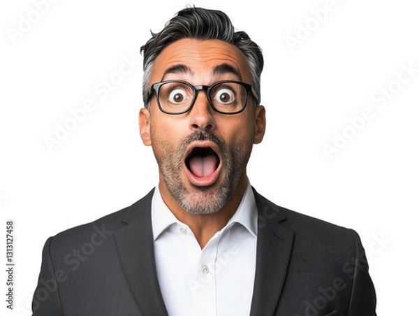 Obraz Captivating Portrait Photography: Showcasing a Businessman's Astonished Expression to Highlight Emotional Depth and Professionalism in Business and Personal Branding