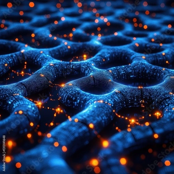 Obraz Exploring dynamic light patterns in a digital landscape abstract visualization creative art technology environment