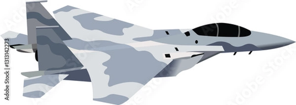 Fototapeta vector image, white gray fighter jet