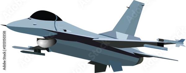 Fototapeta vector image, blue fighter jet from the bottom side