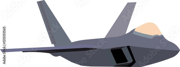 Fototapeta vector image, black fighter jet from the side