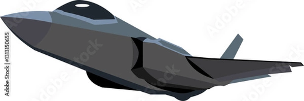 Fototapeta vector image, black fighter jet from the bottom side