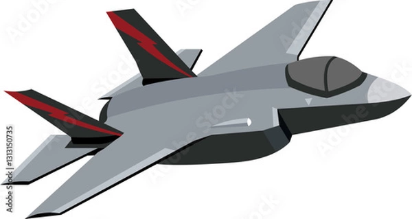 Fototapeta vector image, fighter jet maneuvering from the right side