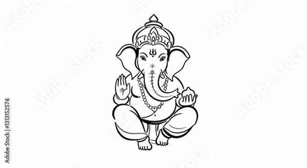 Fototapeta minimalist line-art illustration of Lord Ganesha